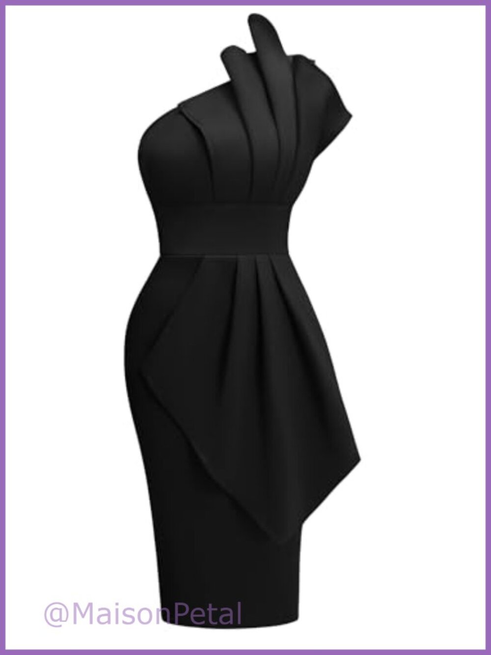 One Shoulder Pleated Midi Dress Party Cocktail Wedding Guest